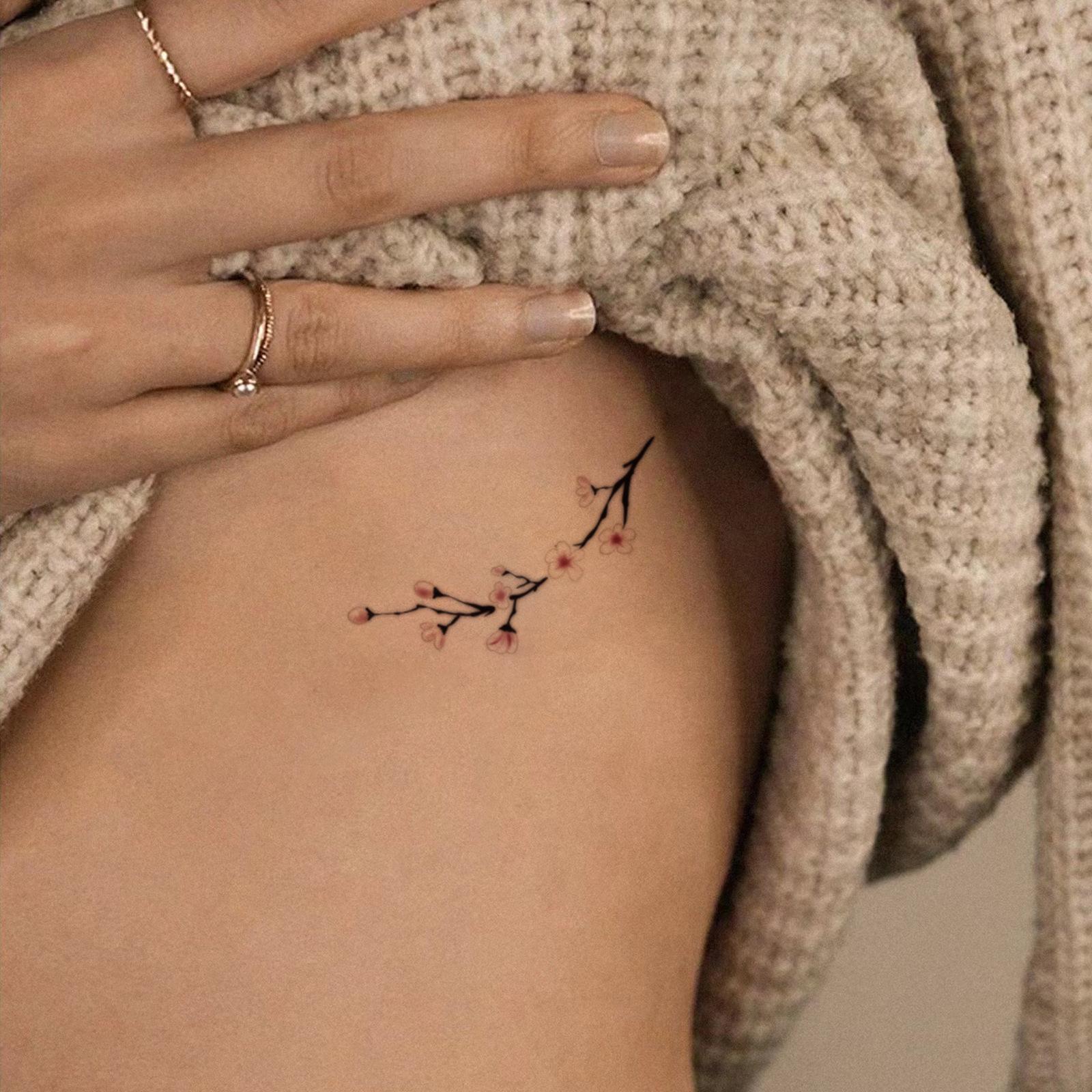 Glow Makeup Unisex Small Fresh And Elegant Cherry Blossom Tattoo Sticker High-End Niche Aesthetic Tattoo Sticker