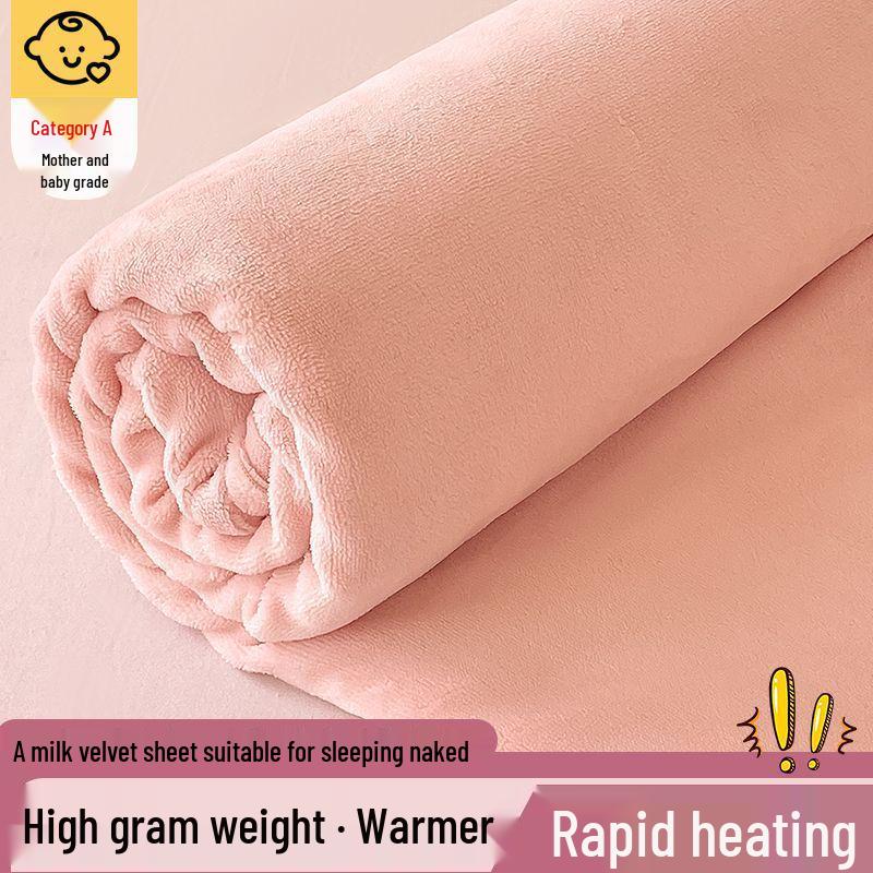 Luxurious Velvet Bed Sheet – Thick, Solid Color, for 1.5m/1.8m Beds, Ideal for Autumn/Winter