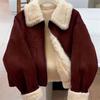 Lapel Fur One-piece Faux Fur Coat for Women Autumn Winter New Warm Thick Lamb Wool Versatile Jacket Top Fashion Outerwear