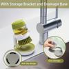 Soap Dispenser with Dish Brush,torage Bracket,Durable Plastic,Reusable,Compact Design for Kitchen, Bathroom,Household Cleaning Tool, Bathroom Cleaner,