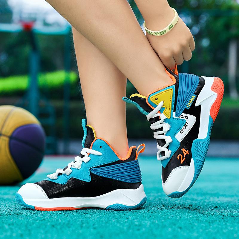 Boys' children's sports shoes Boys' basketball shoes 6-15 years old Mesh breathable student sneakers Non-slip and wear-resistant running shoes