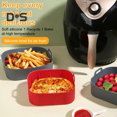 Revêtements de cuisson en silicone pour friteuse à air avec poignées Revêtement de four en silicone de qualité alimentaire Accessoires de friteuse à air réutilisables antiadhésifs pour friteuses à air de 4 à 6 pintes