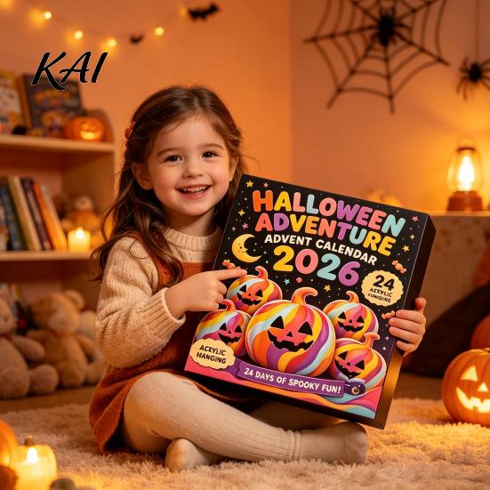 24 Day Countdown Box Halloween Ghost Advent Calendar, with Kids Board Game Accessories Figurines, Spooky Collectible Toy Set for Kids, Party