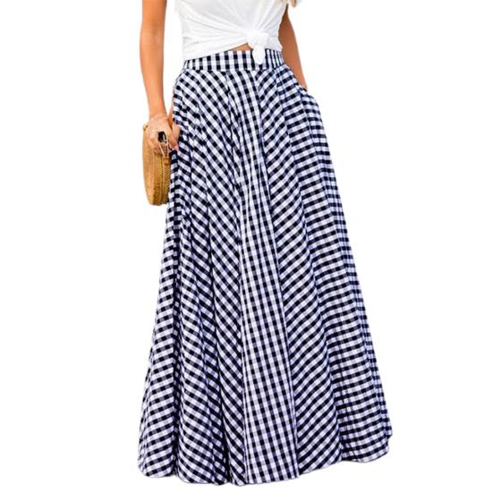 

Женская юбка в клетку с карманами, летняя, облегающая, драпированная, макси, уличная одежда XL синий