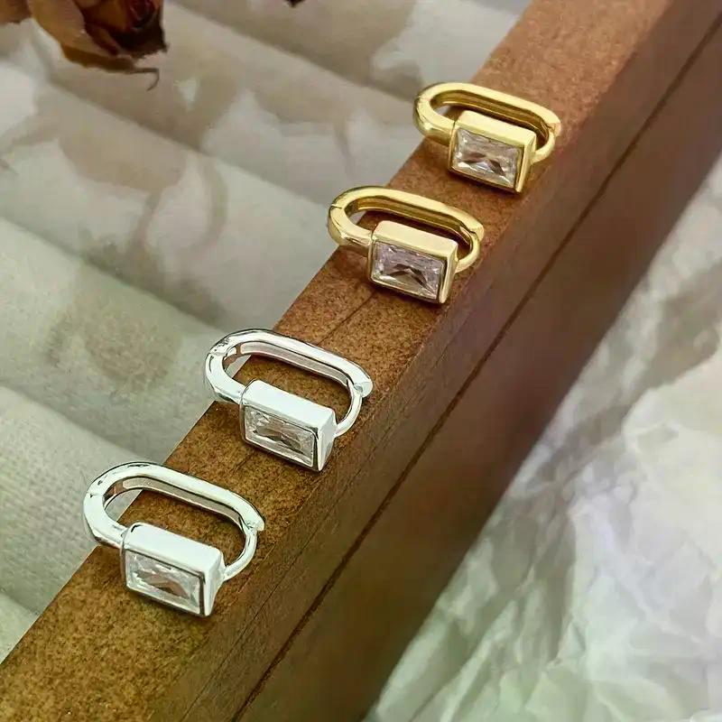 Minimalistische Geometrische Weiße Zirkon Ohrringe Für Damen Mädchen Koreanische Mode Neuer Schmuck Damen Geschenk Party