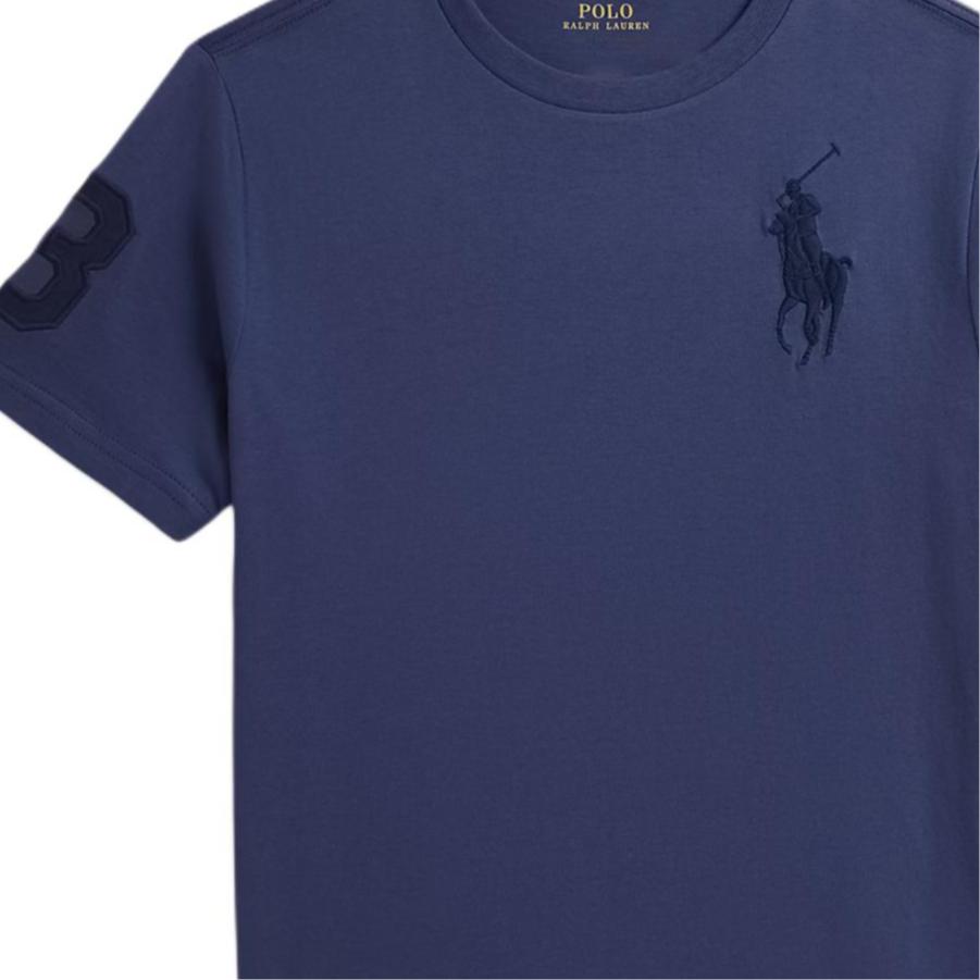 Polo Ralph Lauren Big Pony T-Shirt With Three Letter Patch Solid Color Cotton Knit Crew Neck Short Sleeve Kids tops Light-Navy-Blue 323832907-504