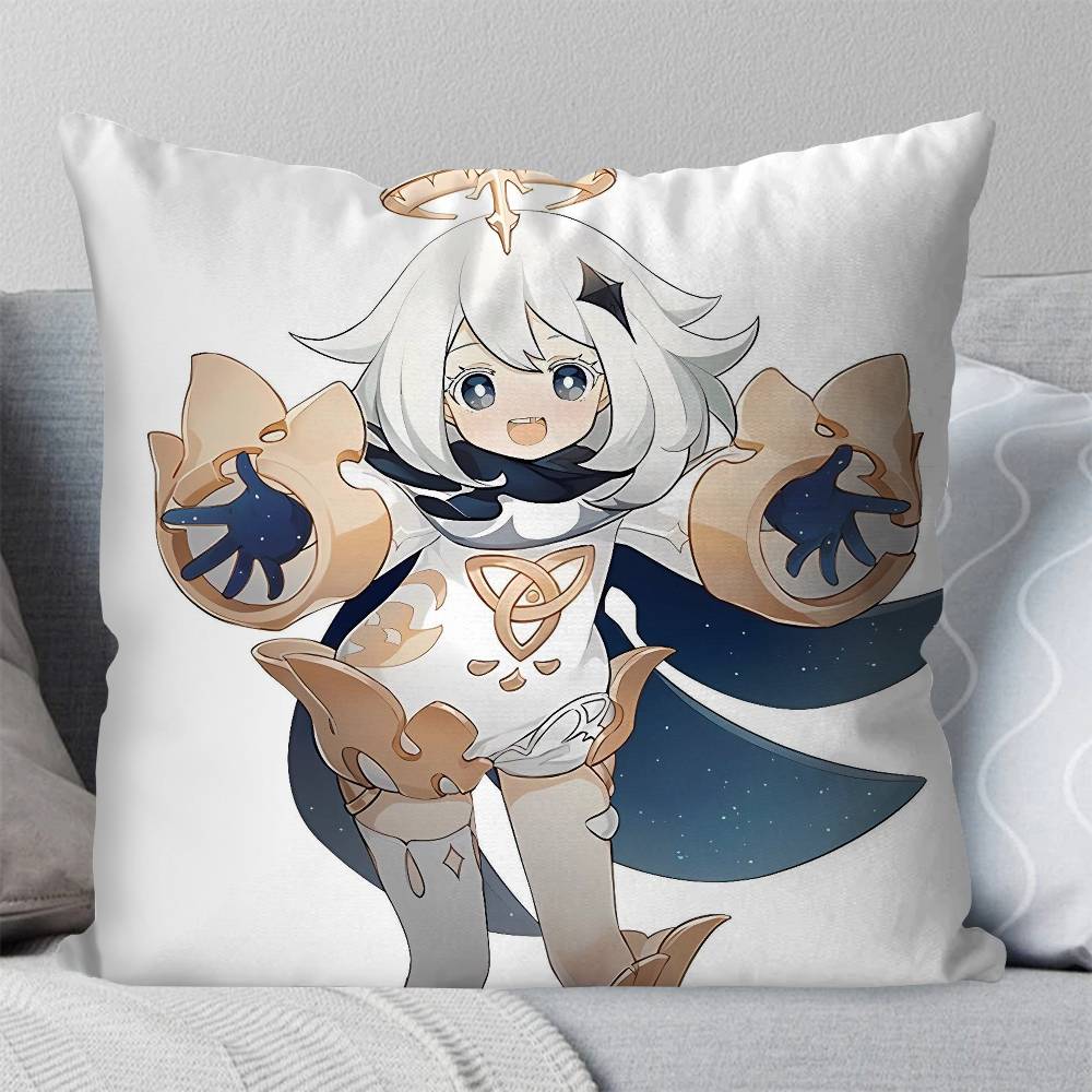 Paimon Game Anime Genshin IImpact Pillow Case Fashion Square Pillowcase Bedroom Sofa Room Ins Decoration Leisure