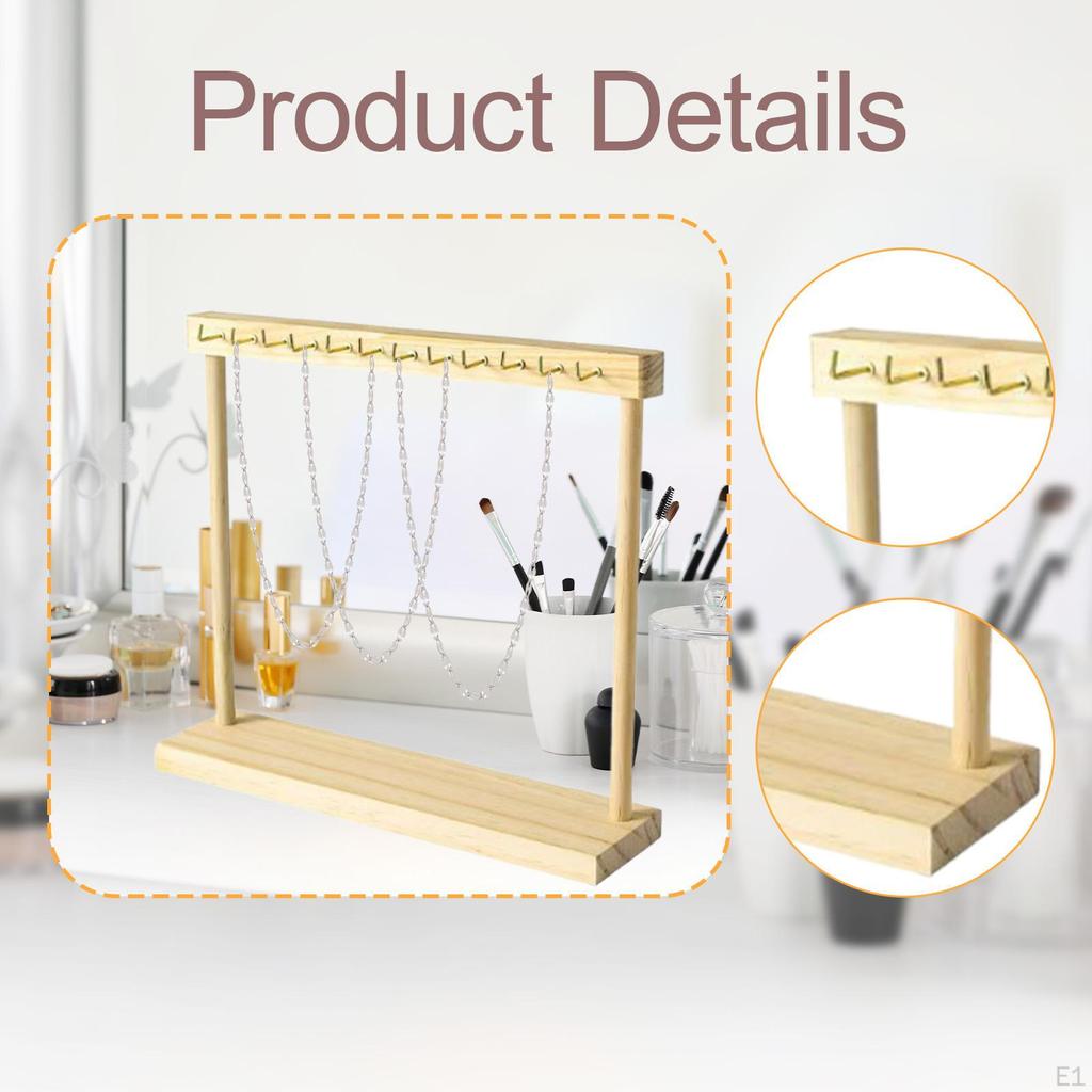 Necklace Display Holder Hanging Hooks Wood Jewelry Organizer Hanger for Shop