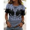 Summer Women's Floral Graphic Paisley T Shirt Fashion Stylish Classic Short Sleeve Crew Neck Tees Round Neck Regular Tops