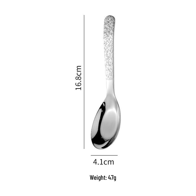 High-End 304 Stainless Steel Stone Texture Flat-Bottom Soup Spoon