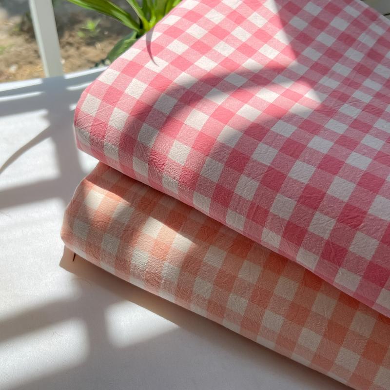 2024 New A-class Solid Color Good Quality Grid Washed Cotton Bed Sheet, Single Piece Fully Enclosed Non Slip Bed Sheet, Bed