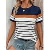 Moda Donna Retro Creativo Strisce Orizzontali Stampa Maglietta Divertente Casual Girocollo Maniche Corte T-shirt Estiva Maglietta da Donna