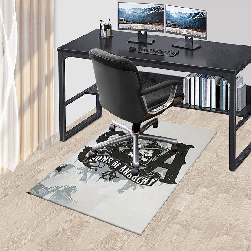 1pc Sons of Anarchy Themed Office Carpet Chair Mats - Durable Polyester Rug for Home Theater, Office, Dorm Room Decor - tA88