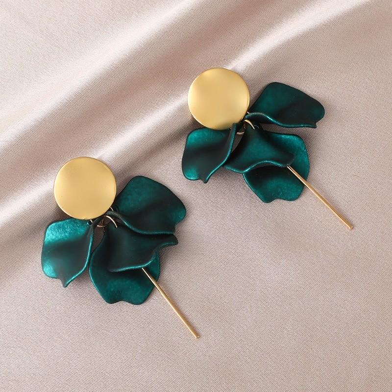 Pinkdudu Resin Petals Long Tassel Drop Earrings Pearl Luster Flower Stud Earrings PD2383