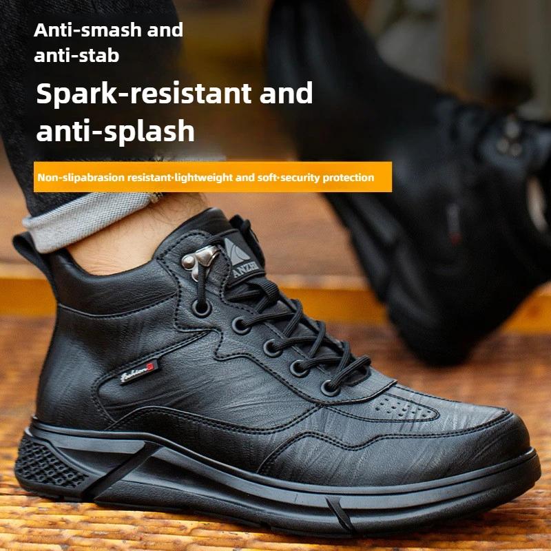 Comfortable safety sneaker for men winter anti-slip boots man construction indestructible black work boots steel nose work shoes