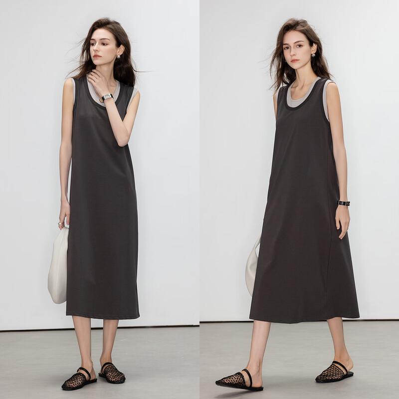Demana Faux Two-Piece Knit Sleeveless Long Dress S