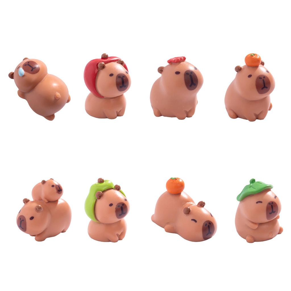 16Pcs New Miniature Capybara Mini Kapibare Action Figures Capybara Model Home Decoration Kids Gift Diy Micro Landscape Ornament
