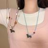 Knock Cute Puppy Pendant Necklace Women Can Pull Leather Rope Sweater Chain New Niche Unique Collarbone Chain Accessories Tide