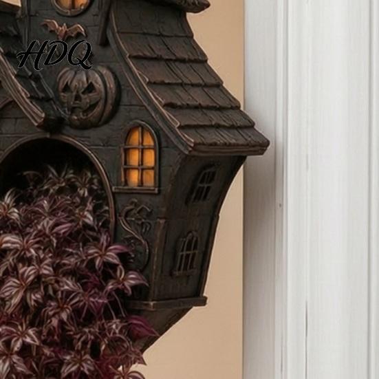 Fall Seasonal Plant Container Halloween Hanging Planter for Indoor Outdoor Use Gothic Bat Cat Witch Raven Unique Gift Lovers Pot Holder Spooky Wall
