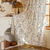 1PC LOZUJOJU French Retro Rose and Bird Print Curtains Beige Tassel Edge Semi Transparent Curtains for Bedroom Living Room Window Home Decor