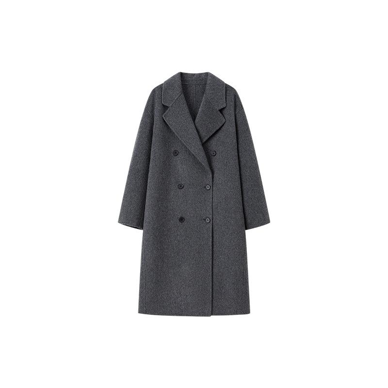 

Классический силуэт, костюм с плечами вниз, двустороннее кашемировое пальто, женское новое зимнее двубортное шерстяное пальто S лаймовый