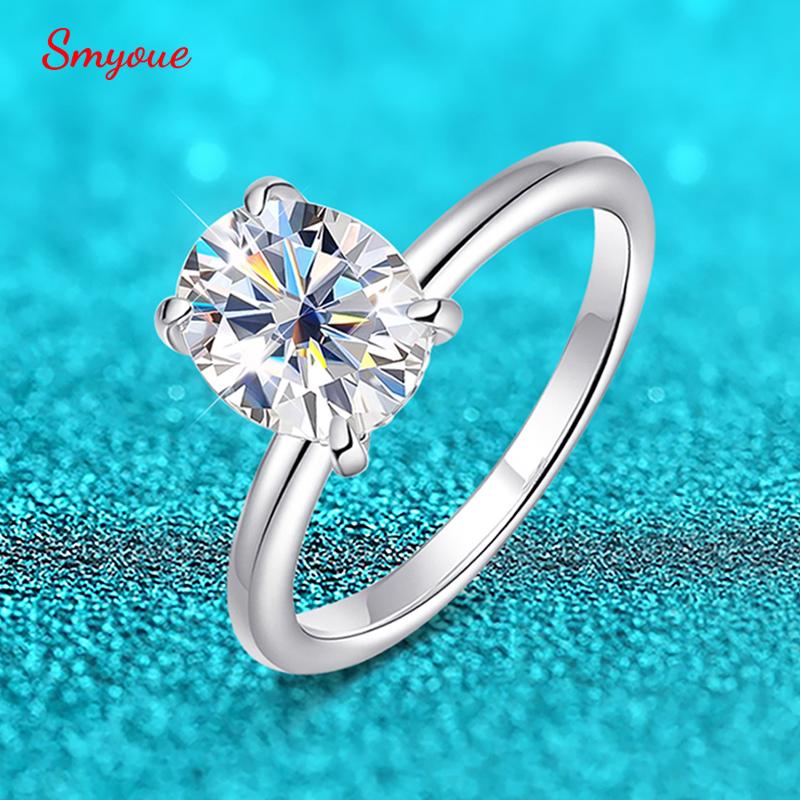 

Smyoue 18k Plated 2/3ct Moissanite Diamond Ring for Women Oval Fancy Cut Bridal Sets Solitaire Wedding Promise Band 925 Silver 5*Metal Color: 1CT