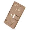 Women's Rose Gold Vegan Leather Leaf Bi-fold Card Coin Holder Long Wallet