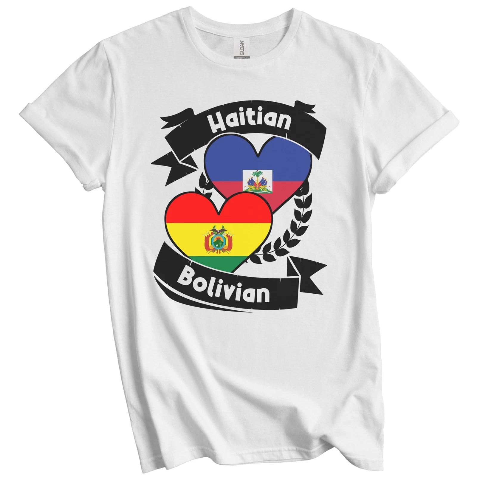 Haitian Bolivian Heart Flags Haiti Bolivia T-Shirt 4XL