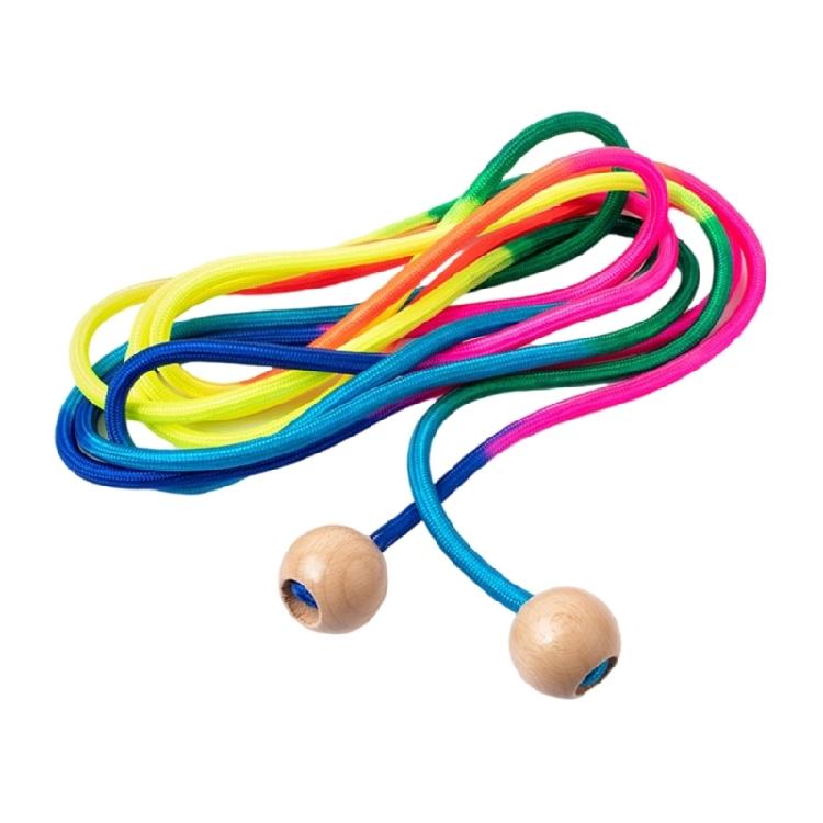 5m Rainbow Long Rope with Wooden Ball Handle Group Skipping Rope Adjustable Length Jumping Rope for Outdoor Fun дерева