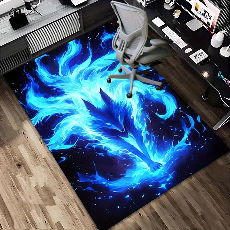 1pc Flame Fox Themed Rug for Home Decor, Non-slip Office Carpet, Chair Mat, Outdoor Mat, Christmas and Halloween Gifts-0731032