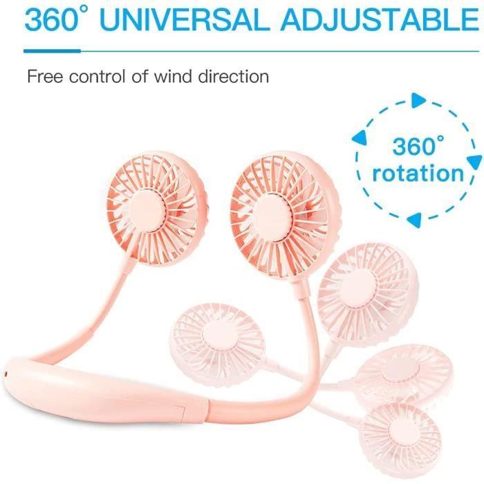Portable Fan, Mini Portable Fan, Mini USB Fan, 3 Speeds, 360° Rotation with LED Light for Campi A106