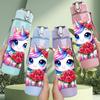 1PC Colorful Unicorn Girl Character Print 750ml Color Plastic Sports Water Bottle Leakproof Flip Straw Lid Suitable for Sports Office Home Use