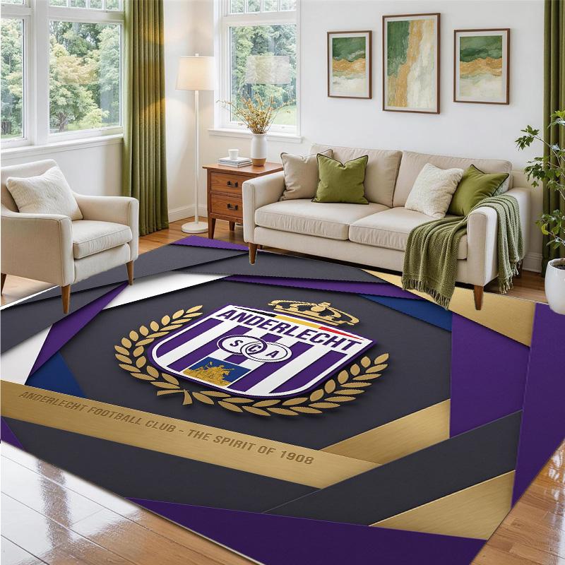 Anderlecht FC Design Crystal Velvet Rug Soft Decorative Mat for Bedroom Entrance