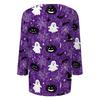 Damen Freizeit Halloween Aufdruck V-Ausschnitt Dreiviertelarm Oberteil Leicht Bequeme Passform Stilvolles Design für den Alltag