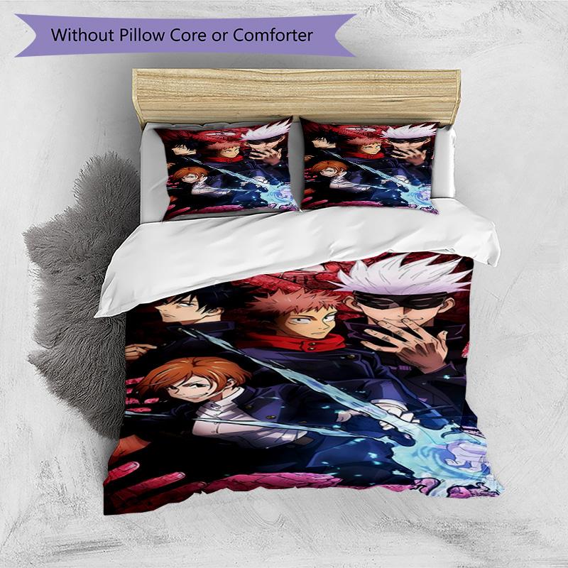 3pcs Duvet Cover Set (1*Duvet Cover + 2*Pillowcase, Without Core), Jujutsu Kaisen Print Bedding Set, Bedroom Decor, All‑Season, Birthday Gift