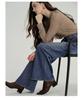 SELINE Shilin 2026 Retro Blue High-End Micro-Flare Jeans