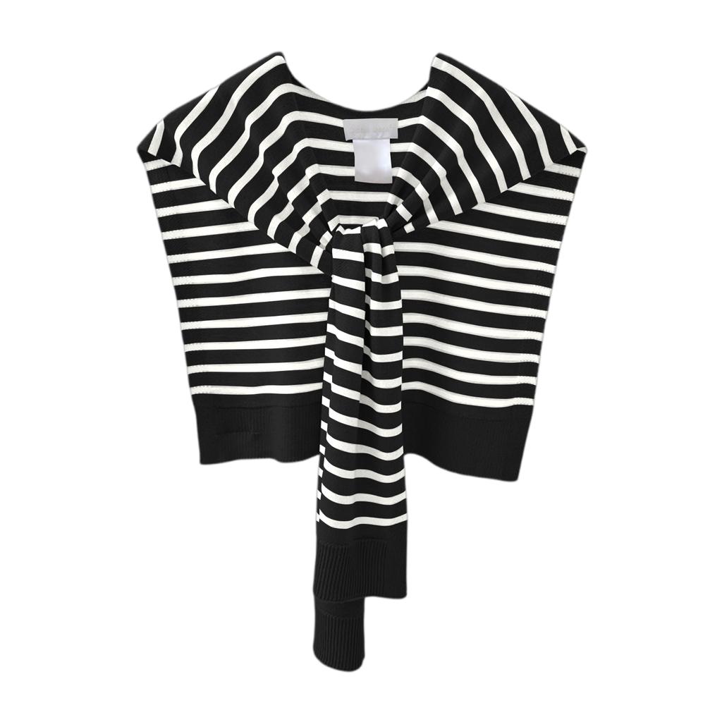 Ladies' Fashion Striped Yarn Fake Collar Imitation Wool Shawl Knitted Outer Decoration Knotted Scarf