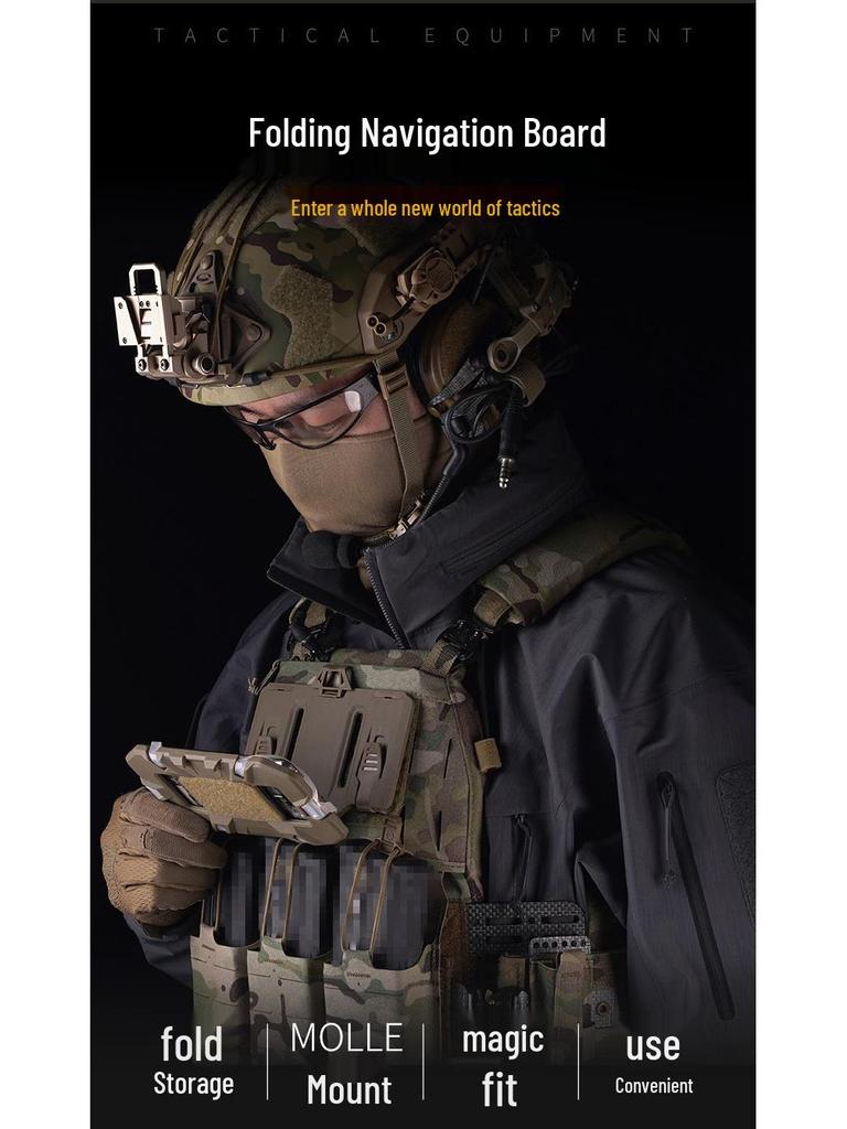 Taktisk MOLLE Bröstsele med Fickhållare för Telefon och Vikbar Navigationsplatta