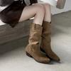 Kara's Home~ Light~ Ins Blogger Fashion Stacking Boots 2025 Autumn and Winter New Simple Light Medium Boots Women