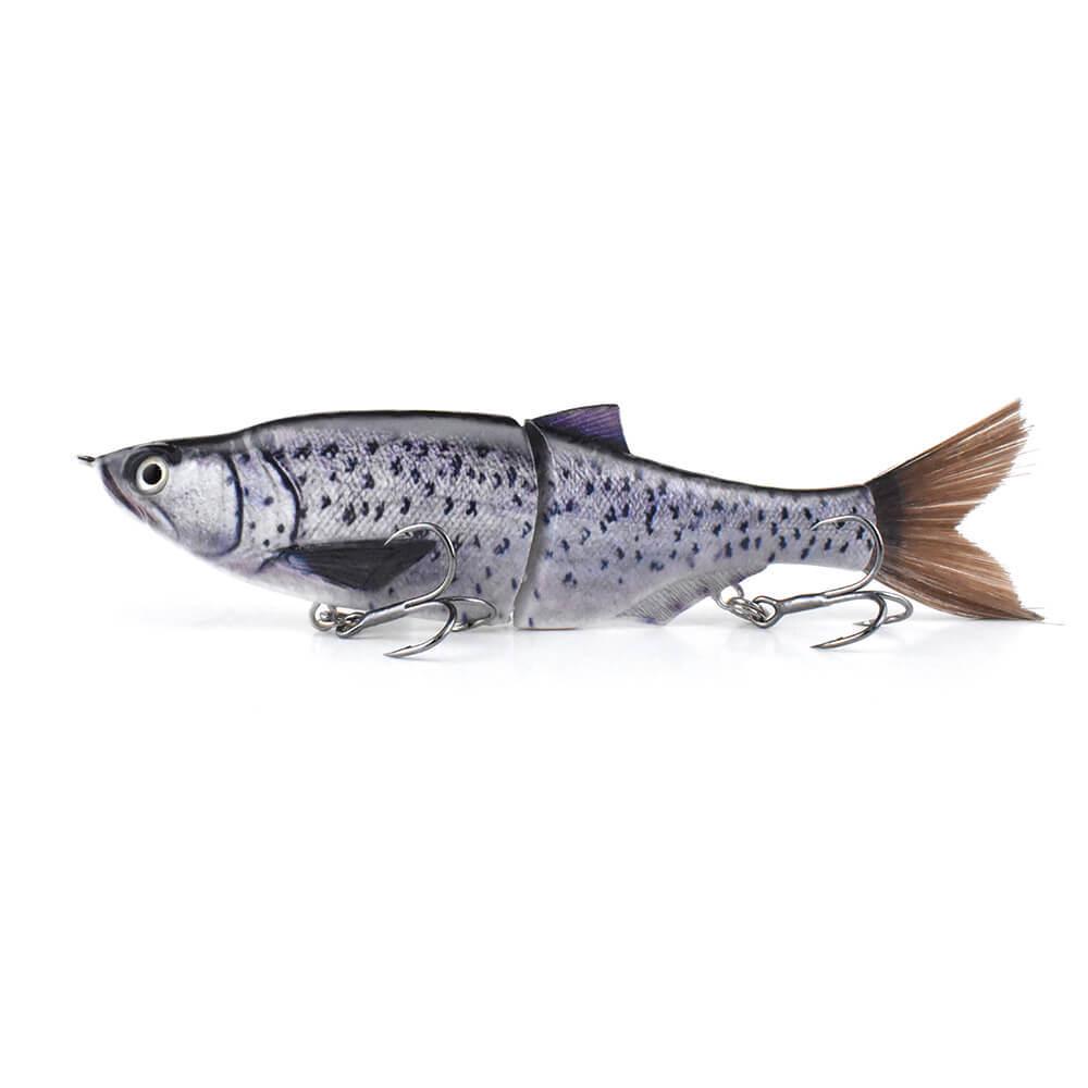 Realistic 3D Multi-Jointed Soft Plastic Brown Fish Scale Lure with Silk Tail for Sea Fishing