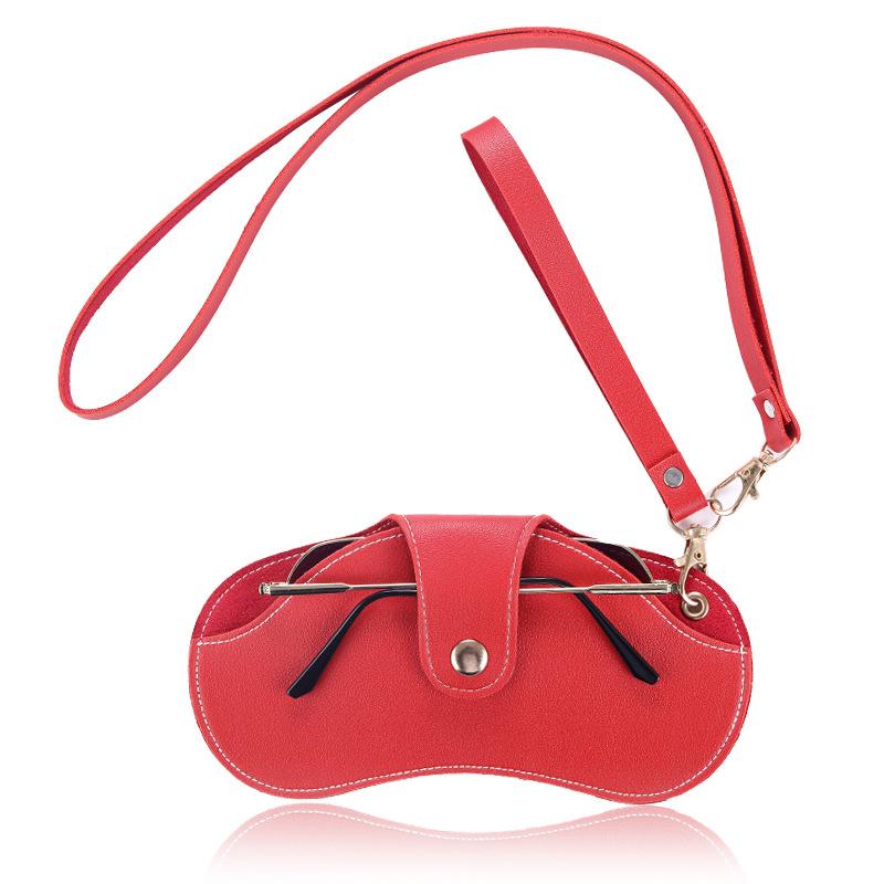 PU Leather Handmade Glasses Bag Sunglasses Case Portable Myopia Protector Simple Hanging Neck Wrist Glasses Storage Box