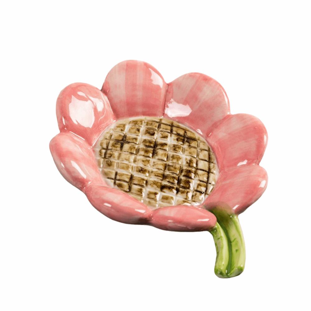 Sunflower-shaped Ceramic Soap Dish Non-slip Draining Tray Ceramic Soap Tray Compact Vintage Soap Holder Bathroom Decoration