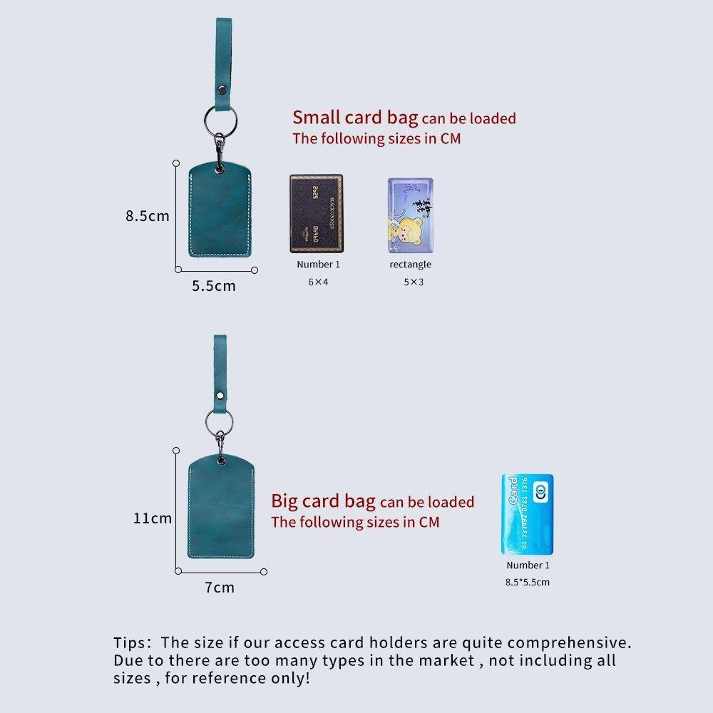 Bag Hook Card Holder Access Tags Cow Leather Keychain Key Tag Ring ID Card Case Leather Key Holder