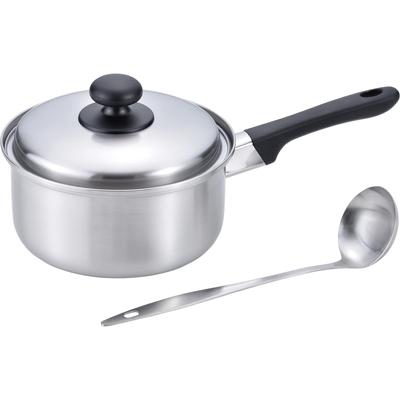 Wahei Freiz Tsubame Sanjo One Hand Pot 18cm Ladle Included Lid Included Stainless Steel Compatible Tsubame Sanjo IH/Gas EM-014