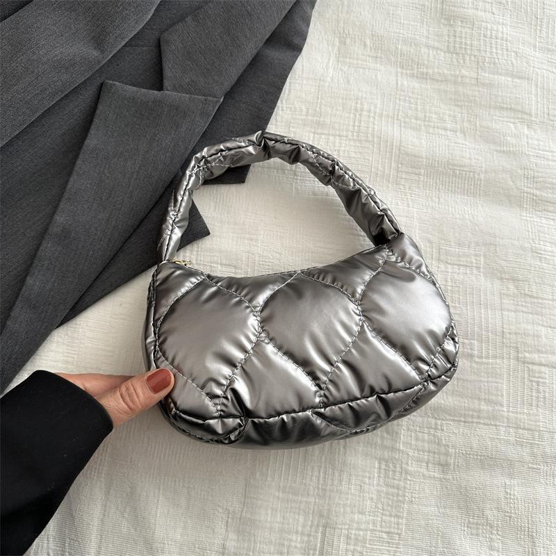 

Зимние женские сумки-тоут и сумки-тоуты. Вместительные сумки с хлопковой подкладкой и верхней ручкой. Стеганая сумка-хобо с ромбовидным узором. 19.5x10.5x5.5cm серый