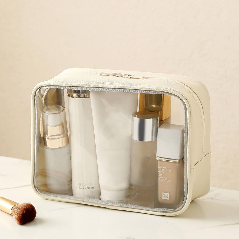 

ПВХ женская большая косметичка для хранения дорожная косметичка женская туалетная сумка портативный органайзер несессер женская туалетная упаковка сумка 23x9x18cm бежевый