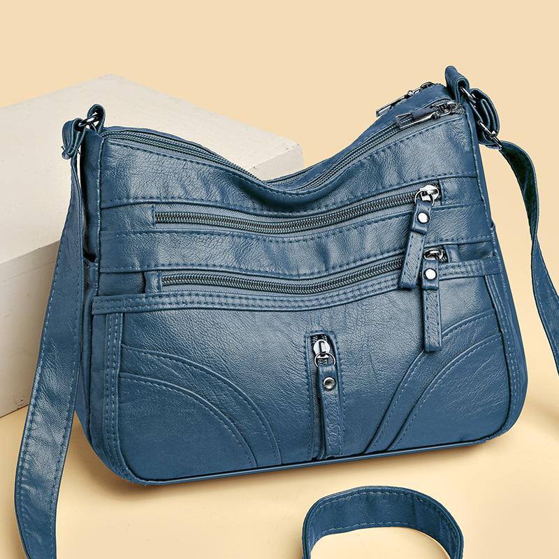 FLYING STARS Marke Damen Umhängetasche Reißverschluss Handtasche Weiches Pu-Leder Große Kapazität Crossbody-Tasche