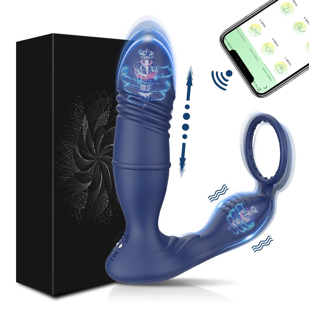 2 In 1 Bluetooth App Thrusting Vibrating Butt Plug Vibrator Gay Anal Plug Wireless Remote Prostate Massager Sex Toy For Couples