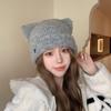 Embroidery Knitted Cap Bear Ears Winter Knitted Hat Personality Cat Ears Hat  Warm