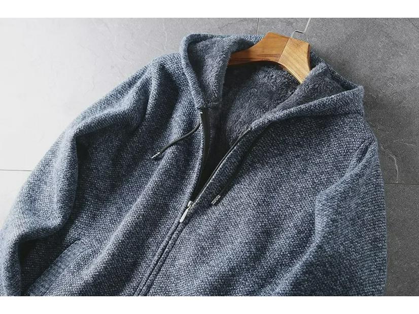 Men's Autumn/Winter Thick Hooded Knitted Cardigan Sweater Jacket